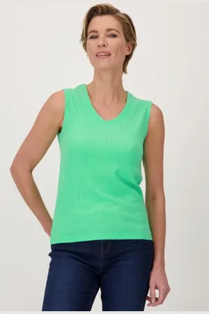 Claude Arielle Groene top in structuurstof