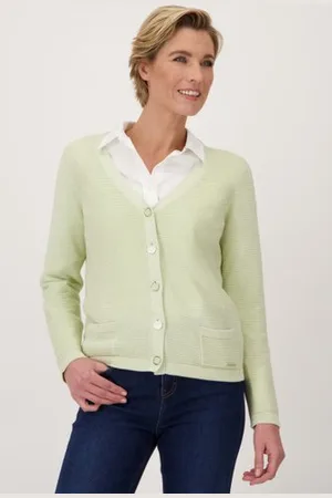 Claude Arielle Lichtgroene glinsterende cardigan