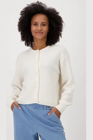JDY Lichtbeige cardigan met parelknopen