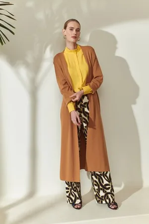 D Auvry Lange bruine cardigan