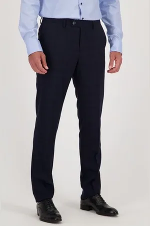 Dansaert Black Donkerblauwe fijn geruite kostuumbroek - Slim fit