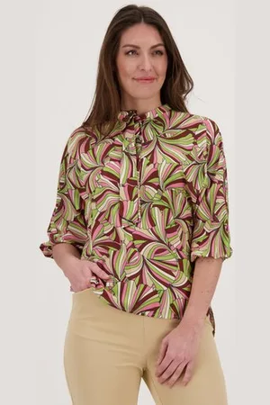 Claude Arielle Blouse met kleurrijke waaierprint
