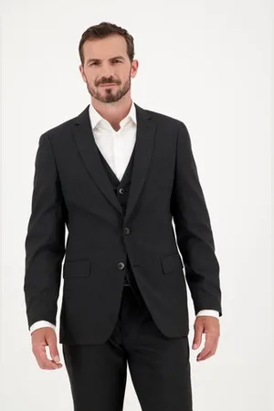 Dansaert Black Donkergrijze kostuumvest - regular fit