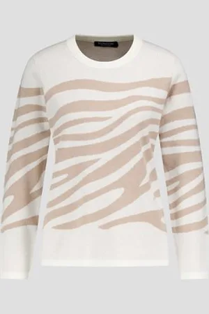 Signature Ecru trui met beige strepen