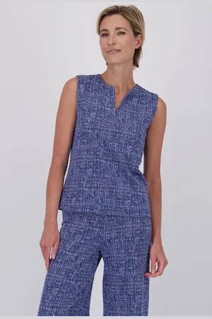 Claude Arielle Blauw gemêleerde mouwloze top