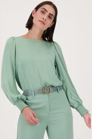 D Auvry Fijne lichtgroene blouse
