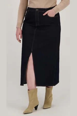 ONLY Halflange donkerblauwe jeansrok