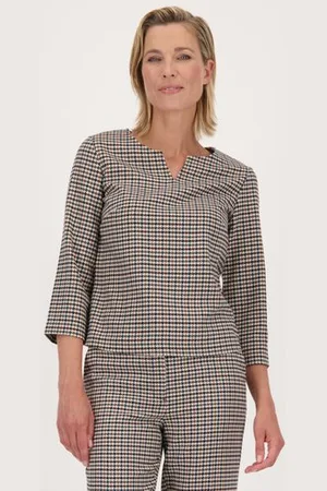 Claude Arielle Blouse met pied-de-poule motief