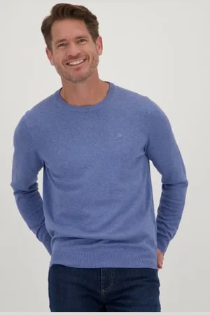 Dansaert Blue Blauwe katoenen trui met ronde hals