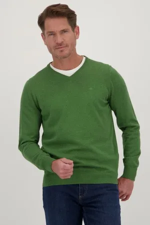 Dansaert Blue Fijne groene trui met V-hals