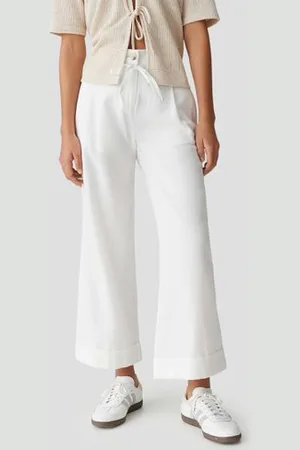 Opus Wijde witte broek - 7/8 lengte
