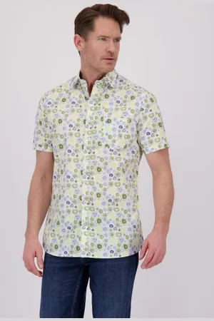 Dansaert Blue Wit hemd met grafische print - Regular fit