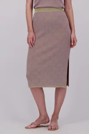 Libelle Groene tricot midirok met glitter