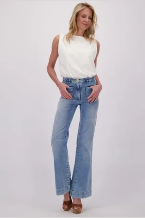 AC Blauwe bootcut jeans met washed look