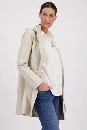 Claude Arielle Halflange lichtbeige jas met kap