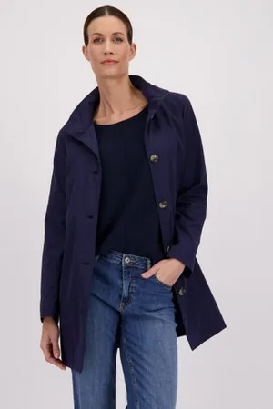 Claude Arielle Halflange navy jas met kap