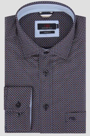 Dansaert Blue Donkerblauw hemd met fijne print - Comfort fit