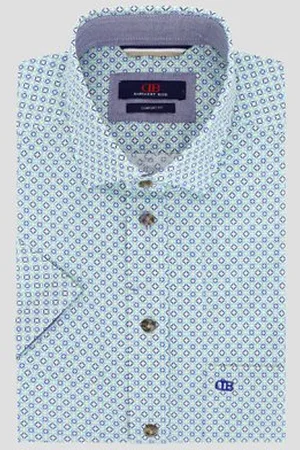 Dansaert Blue Hemd met -blauwe print - Comfort fit
