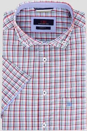 Dansaert Blue Hemd met kleurrijke, geruite print - Comfort fit