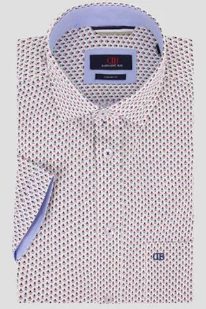 Dansaert Blue Wit hemd met fijne print - Comfort fit
