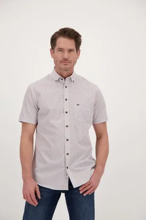 Dansaert Blue Hemd met fijne kleurrijke print - Regular fit