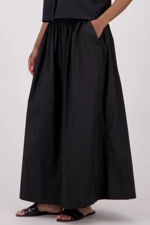 JDY Zwarte midirok met elastische tailleband