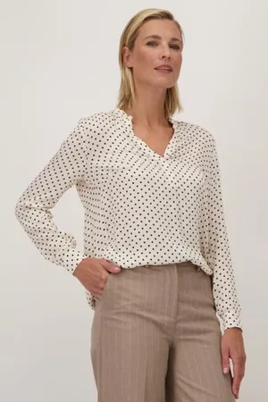 More & More Ecru blouse met zwarte stippen