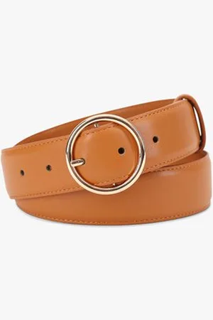 Liberty Island Camelbruine riem met ronde gesp