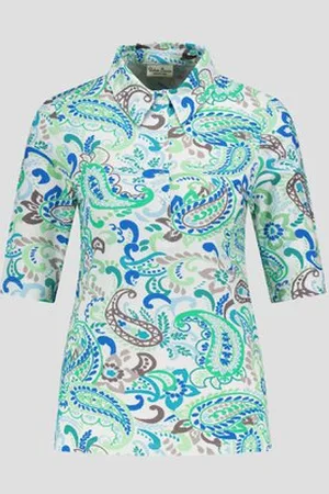 Barbara Lebek Ecru polo met groene print