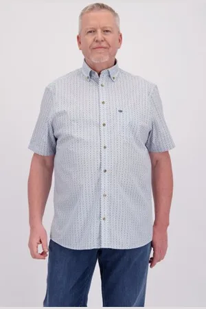 Dansaert Blue Wit hemd met fijne blauwe print - Comfort fit
