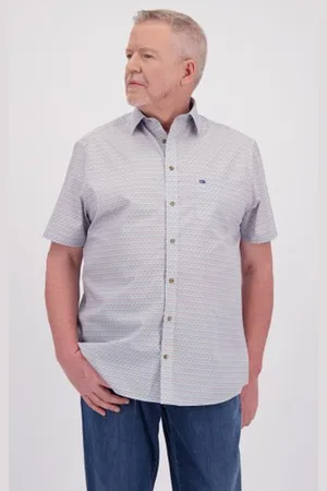 Dansaert Blue Wit hemd met blauw-rode print - Comfort fit