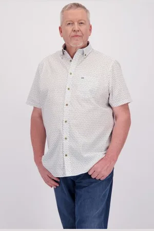 Dansaert Blue Wit hemd met fijne print - Comfort fit