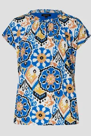 More & More Blauwe blouse met print
