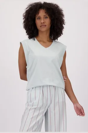LOUISE Pastelturqoise T-shirt met V-hals