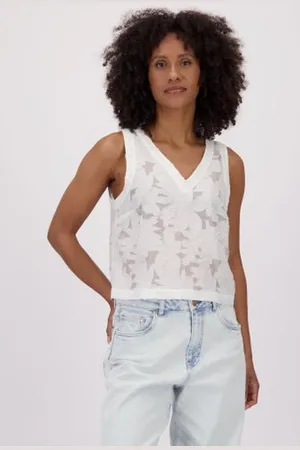 LOUISE Witte blouse zonder mouwen