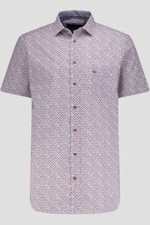 Dansaert Blue Wit hemd met -rode print - Comfort fit