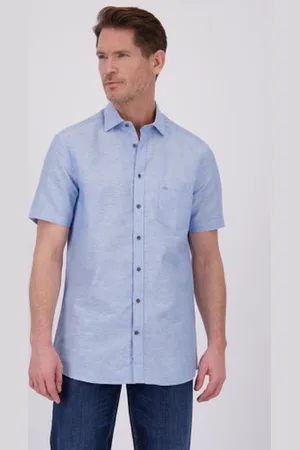 Dansaert Blue Gemêleerd linnen hemd - Regular fit