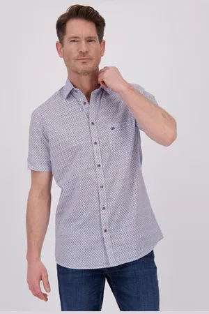Dansaert Blue Wit hemd met -rode print - Regular fit