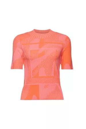 ESPRIT Jacquard ribtrui met korte mouwen