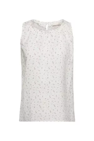 ESPRIT Mouwloze blouse met bloemenprint, van een linnenmix