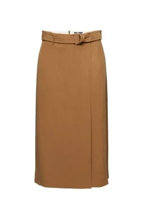 ESPRIT Midirok van een linnenmix met ceintuur