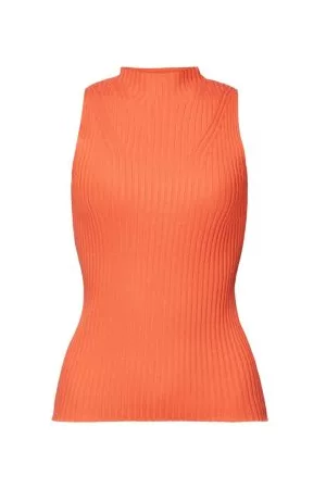 ESPRIT Mouwloze ribgebreide top