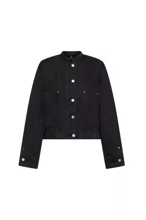 ESPRIT Denim jack zonder kraag met tunnelkoord