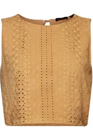 ESPRIT Crop top met borduursels, LENZING™ ECOVERO™