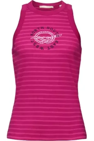 ESPRIT Geborduurde geribde tanktop met print