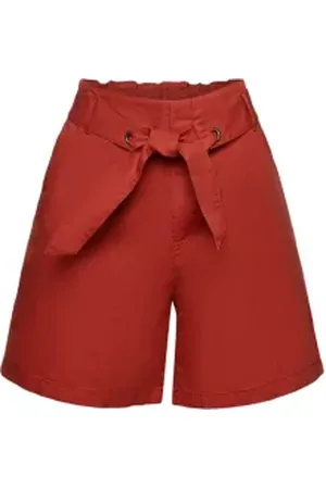 ESPRIT Short met strikceintuur, mix van katoen en linnen