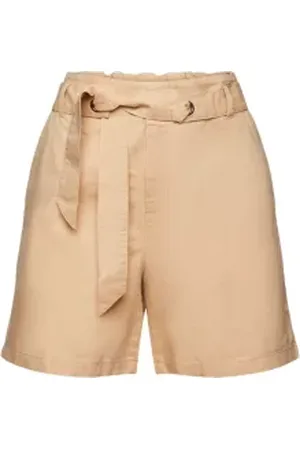 ESPRIT Short met strikceintuur, mix van katoen en linnen