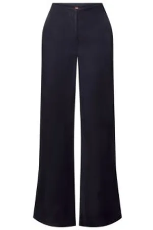 ESPRIT Broek met wijde pijpen en hoge taille