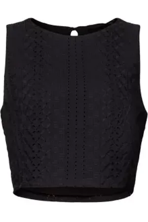 ESPRIT Crop top met borduursels, LENZING™ ECOVERO™