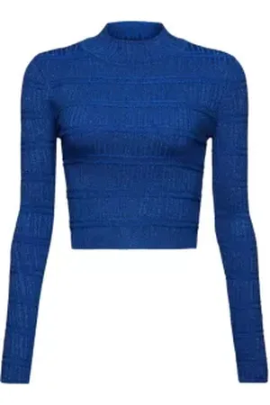 ESPRIT Cropped trui met opstaande kraag van lamé